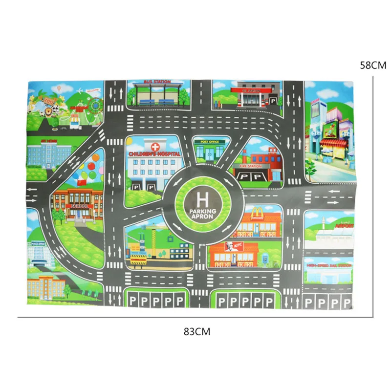 Kids City Map Toys Car Parking Road Map Alloy Toy Model Car Climbing Mats English Version New For Kids Play Game Map Racing Mat