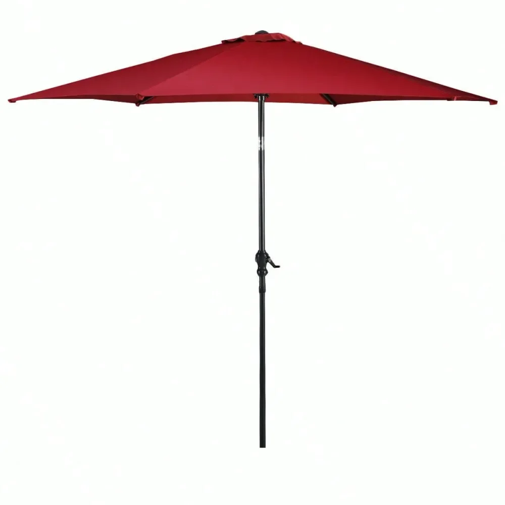 10 FT Patio Umbrella Patio Market Steel Tilt W Crank Outdoor Yard Garden