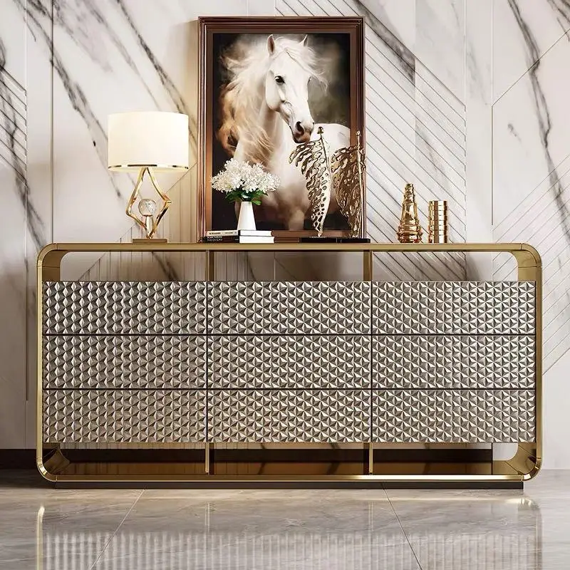 Italian light luxury, modern minimalist sofa back cabinet, solid wood dining side cabinet