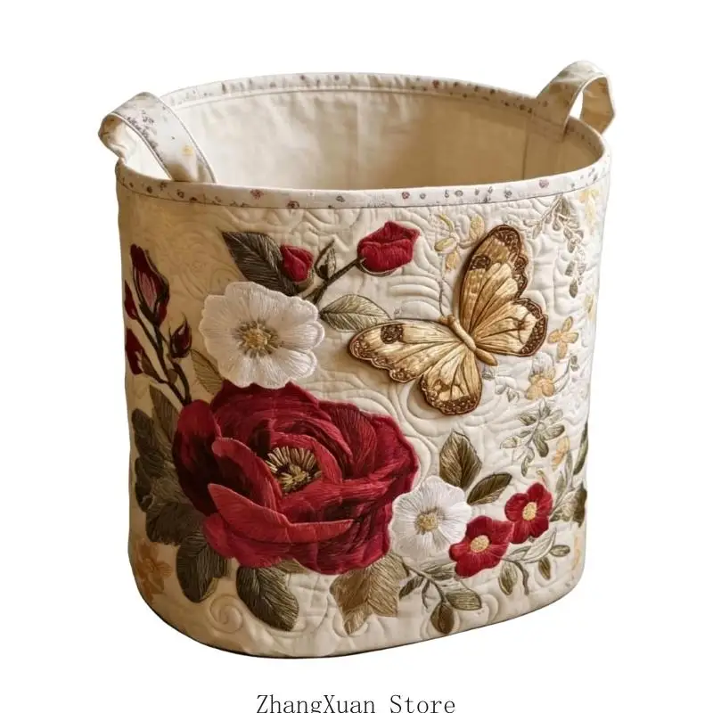 Eleganter Schmutzwäsche-Organizer mit Blumenmuster und stabilen Griffen, waschbar, 3 x – Detail 5