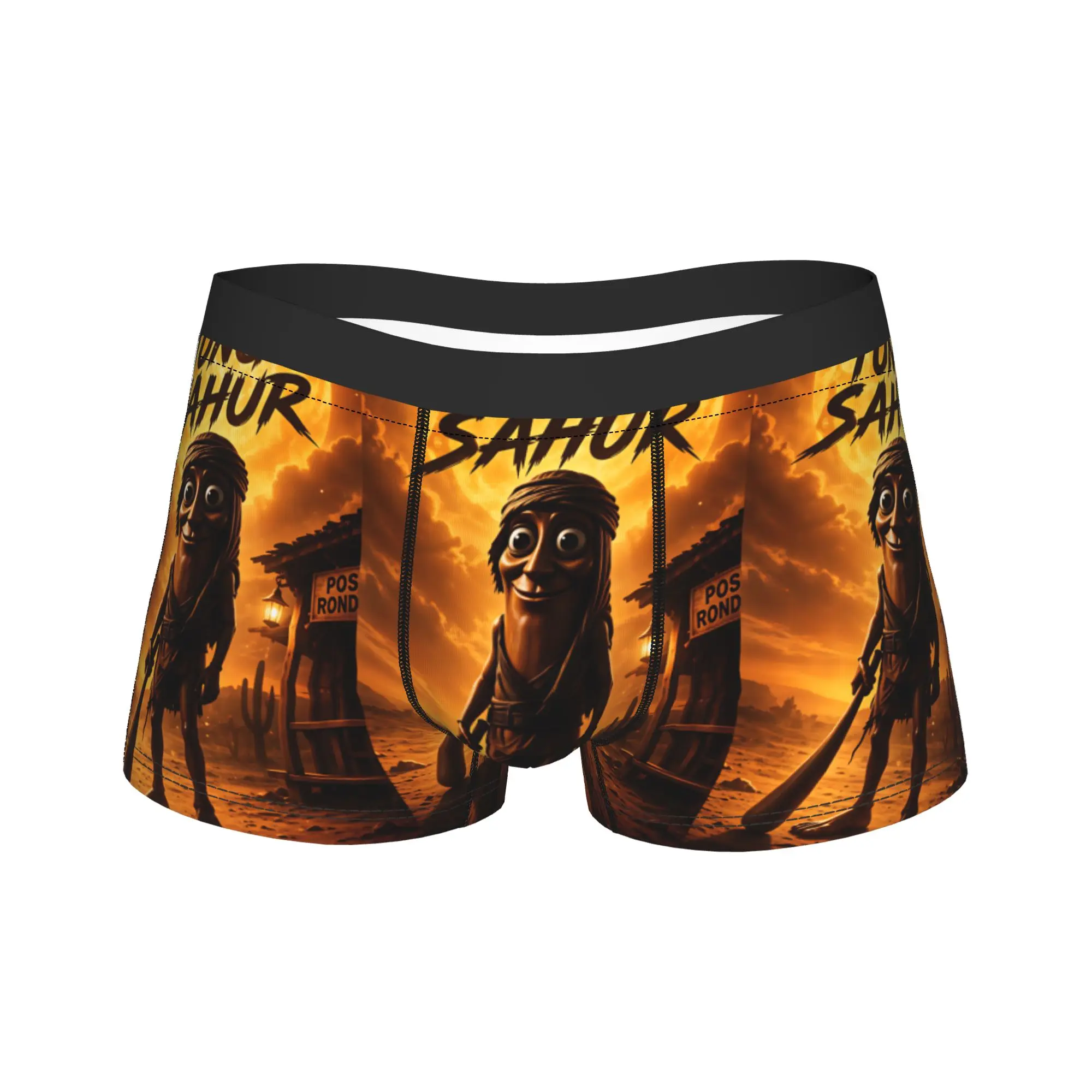 Tung Tung Sahur Desert Moon Meme Underwear Soft Trend Underpants Custom DIY Boxer Brief For Males 3D Pouch Plus Size Boxershorts
