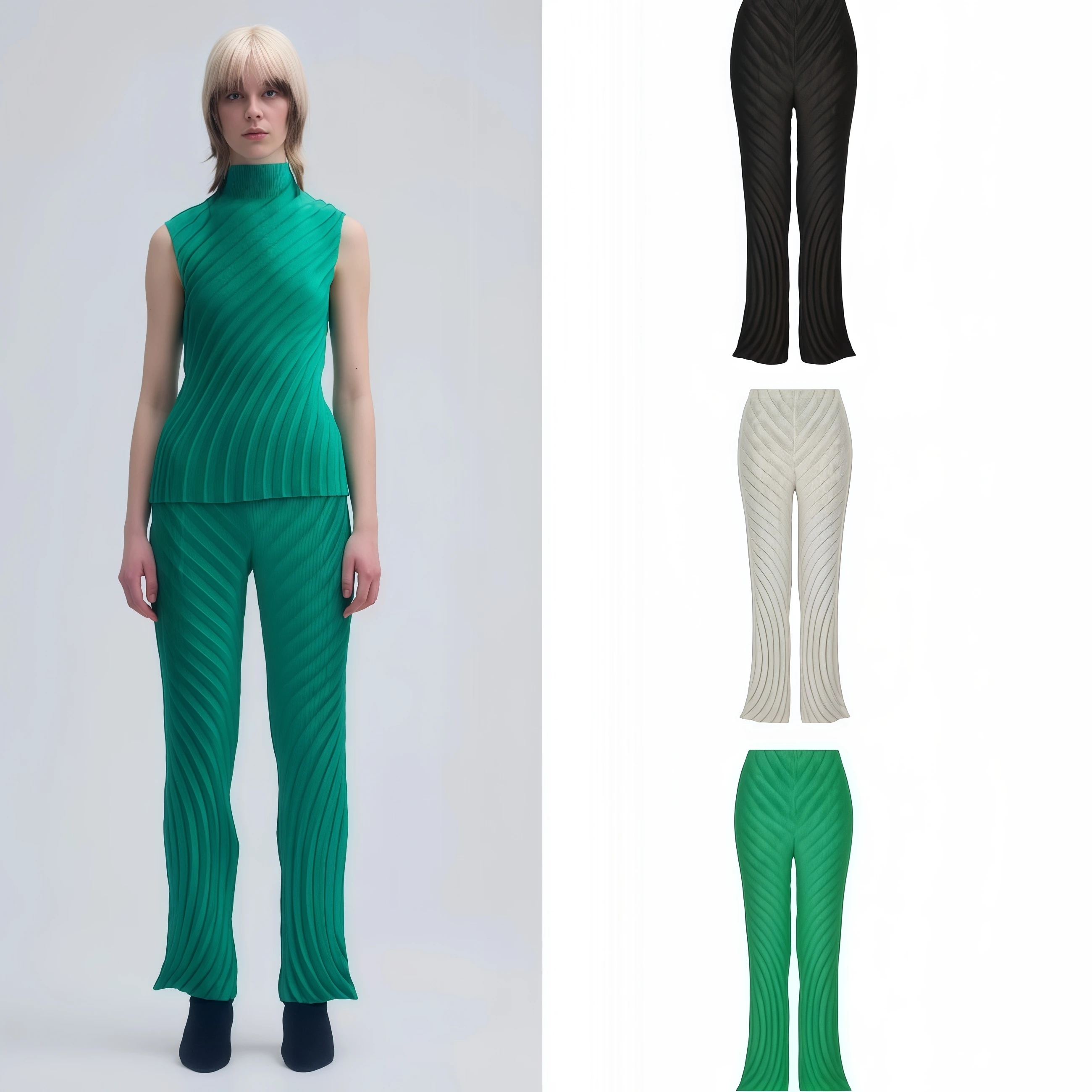 

Fold Pleated Straight Pants 2024 Fall New Casual Female Solid Versatile Casual High Waist Slim Thin Pleated Straight Pants