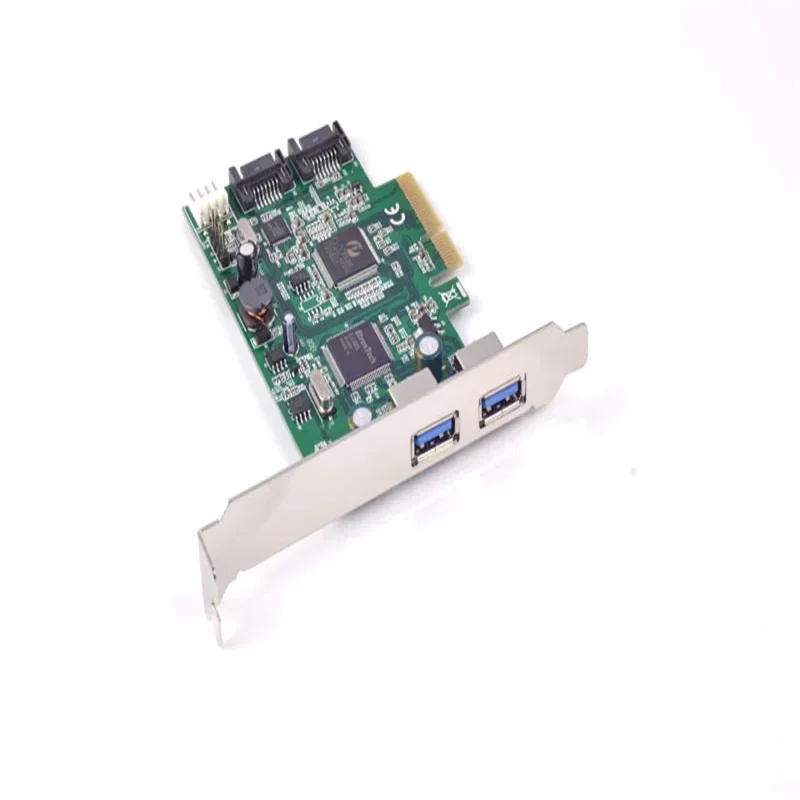 PCI-E x4 to 2 Port SATA3.0 6Gb + 2 Port Super-Speed USB 3.0 External Expansion Card ASMedia 1061+ etron ej168 support 3t