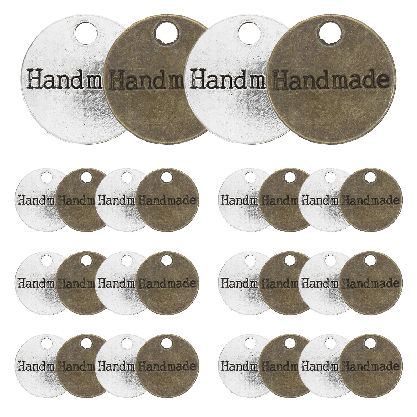

100Pcs Zinc Alloy Round Handmade Tags Double Sided Jewelry Discs DIY Craft Making Bracelet Necklace Pendant Decoration