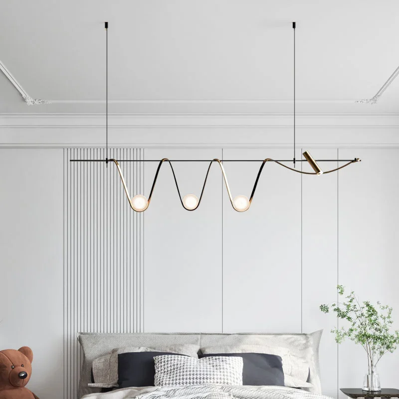 Modern Minimalist Led Chandelier Nordic Creative Chandelier Minimalist Linear Store Chandelier Glass Luxury Light