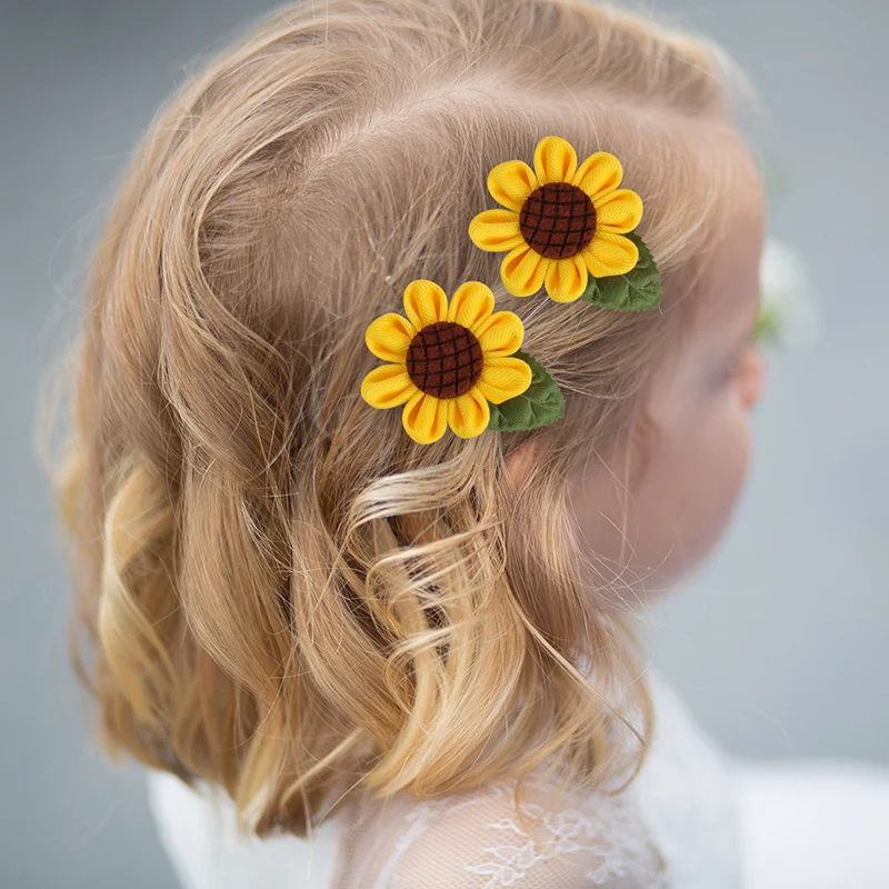 2 pezzi fermaglio per capelli margherita girasole per neonate carino fatto a mano fermagli per capelli bambini mollette nuovo copricapo accessori