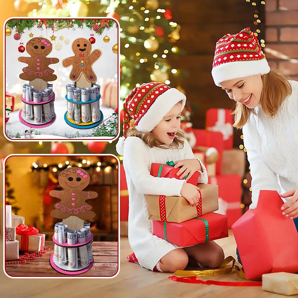 Christmas Unique Money Holder For Cash Gifts Wooden Money Christmastree Decor Christmas Gingerbread Man Christmas Wallet B2d1