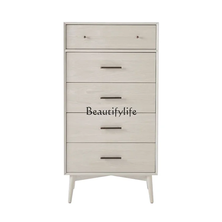 Nordic modern simple style solid wood storage high chest of drawers