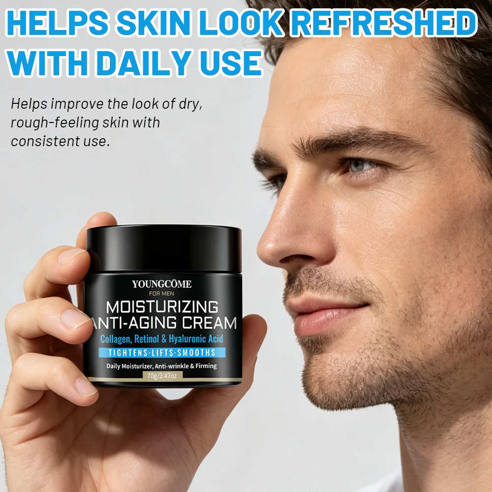 Moisturizer Cream For Men | YOUNGCOME Collagen Retinol Hyaluronic Acid Daily Face Care | Hydrating Skin Barrier Support Lightwei