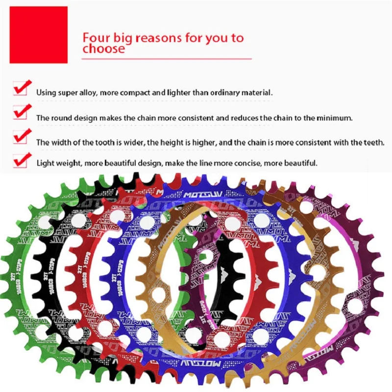 104BCD Round Narrow Wide Chainring MTB Mountain bike bicycle 104BCD 32T 34T 36T 38T crankset Tooth plate Parts 104 BCD