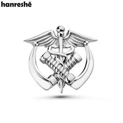 Hanreshe Caduceus Laryngoscope Medical Brooch Pins Silver Color Intubation Medicine Lapel Badge Jewelry for Doctors Nurses