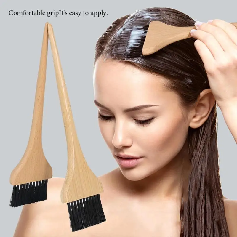 1Pcs Sharp Point Tail Wide Brush Bamboo Tinting Comb Wood Handle Hair Dye Coloring Salon Tool