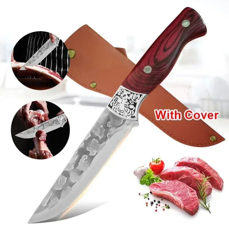 Professionelles Küchenmesser, geschmiedetes Fleisch, Hackmesser, Fisch, Obst, Kochmesser, Grill, Edelstahl, scharfer Kunststoffgriff, Ausbeinmesser