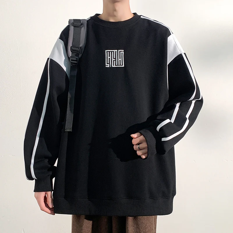 

Мужская толстовка оверсайз с круглым вырезом, весенне-осенняя, повседневная, удобная, спортивная, с вышивкой, модная молодежная верхняя одежда