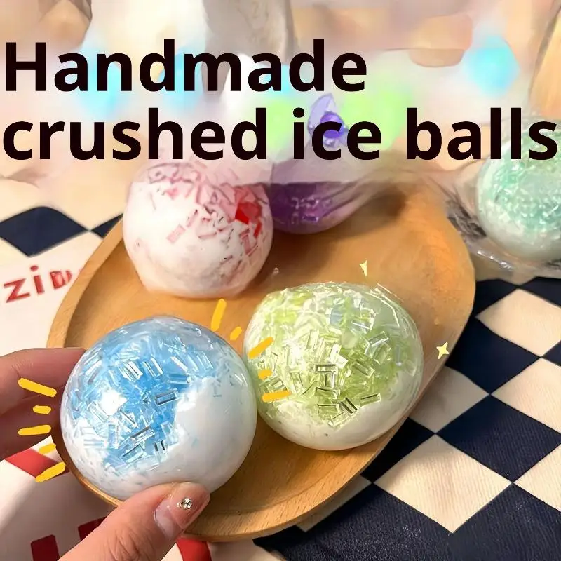 1Pcs TPR Shapeable Squeeze Ball Crushed Ice Cracked Crystal Texture Soft Sensory Fidget Toy Stress Anxiety Relief For Adults