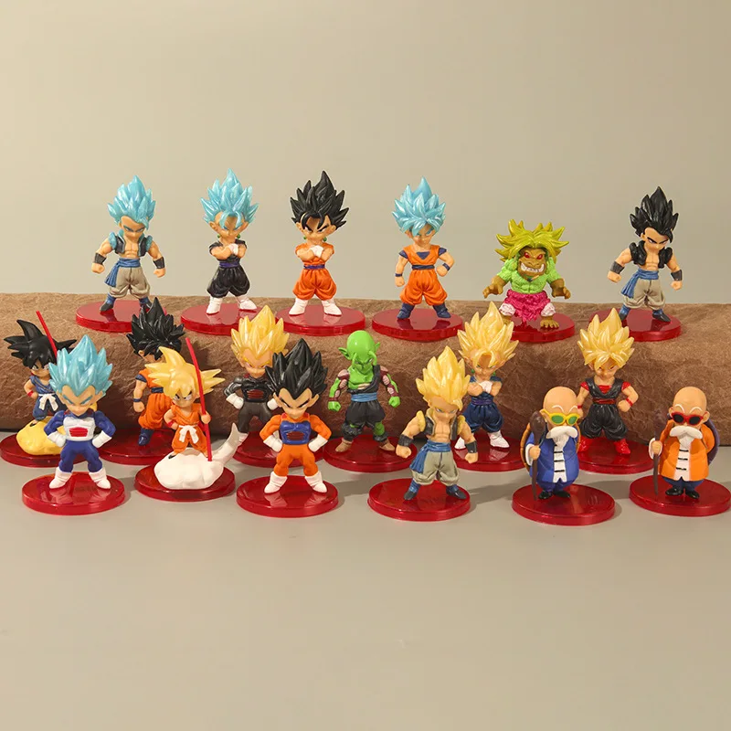 

18pcs/set Dragon Ball Z Master Roshi Vegeta Super Saiya Piccolo Son Goku PVC Action Figure Model Anime DBZ Statue Toys Doll Gift