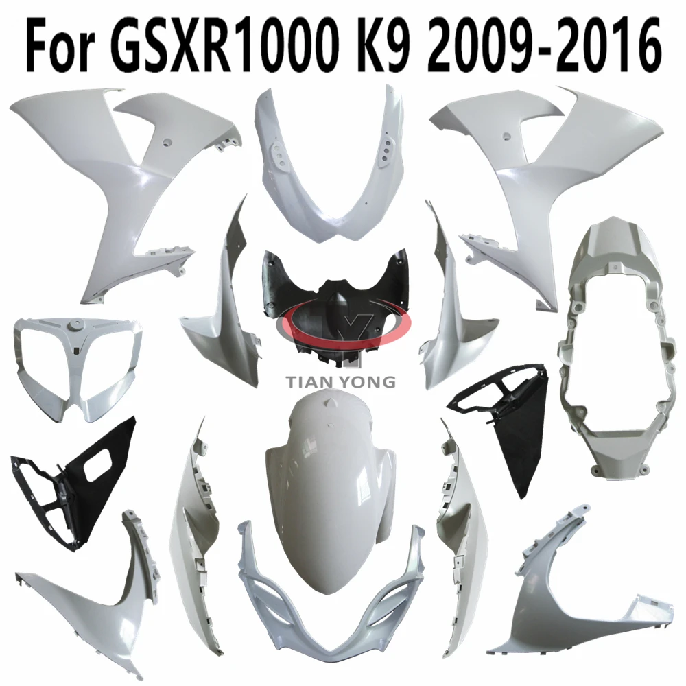 Motorcycle For GSXR1000 K9 GSX GSXR 1000 2009-2012-2014-2016 Unpainted Fairing Bodywork Components Cowling Plastic parts