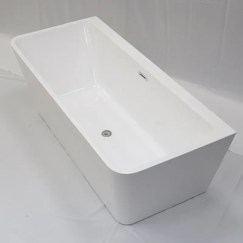 1.7m Rectangular Acrylic Wall Mounted Bathtub with Jets for Small Apartment Hotel B&B Project Independent Soaking Tub