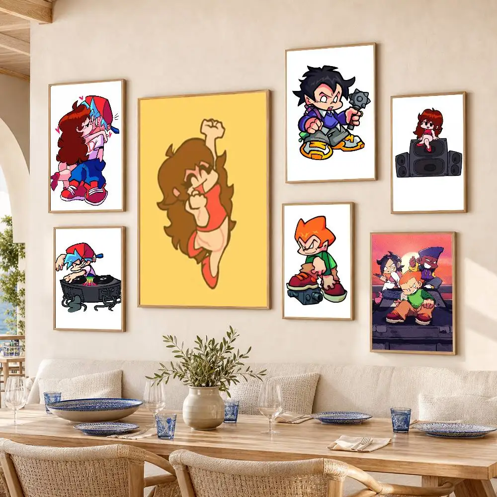 F-Friday Night F-Funkin  Poster Self-adhesive Art Waterproof Paper Sticker Coffee House Bar Room Wall Decor