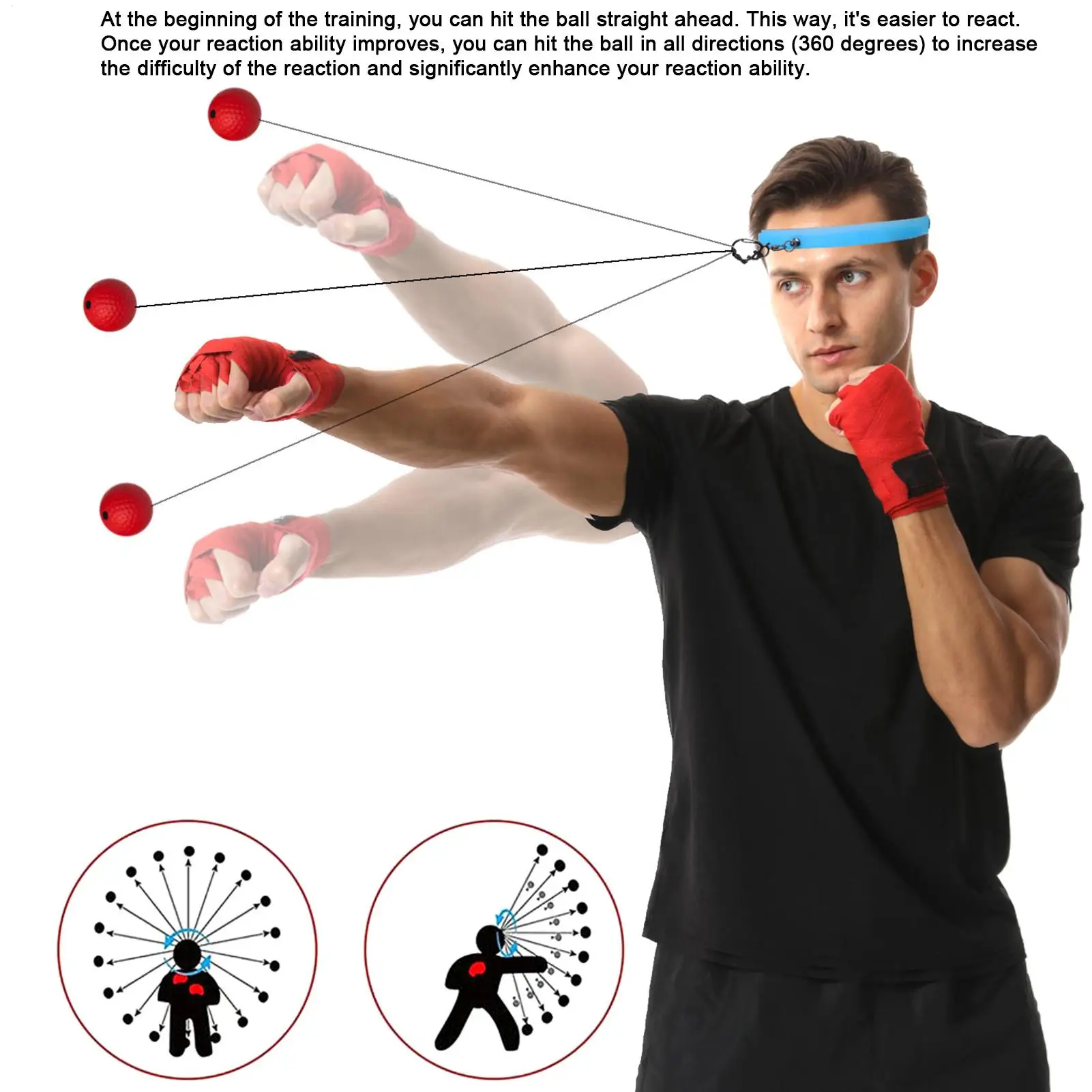 الملاكمة منعكس الكرة اللكم رد الفعل اللياقة البدنية الملاكمة التدريب الكرة عقال لعشاق الرياضة الرجال النساء المبتدئين المراهقين