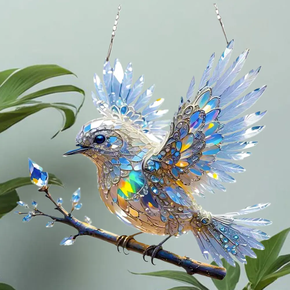 2D Acrylic Flat Bird Pendant Home Decor Stained Art Hummingbird Window Hanging Double-Sided Hanging Ornament Home & Garden Gift
