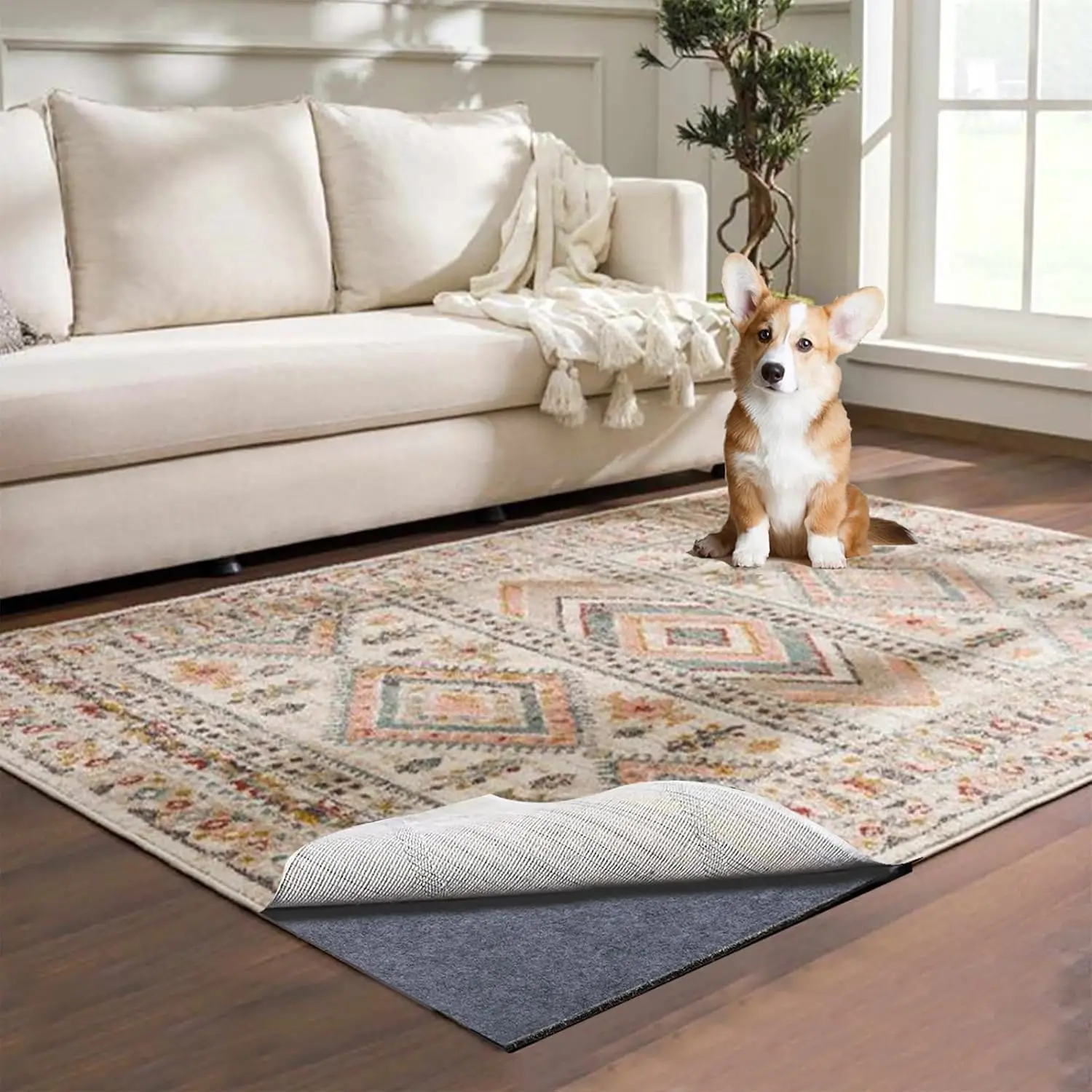 

Waterproof Non-Slip Rug Pad, 8x10 ft for All Floors, Felt Backing Protects Hardwood and Carpets