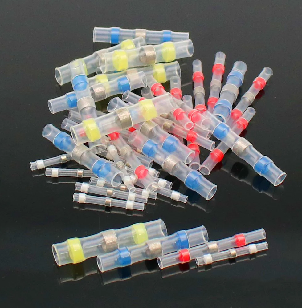 50pcs Waterproof Solder Seal Heat Shrink Butt Wire Connectors Terminals Electrical Copper with a Soldering Sleeve