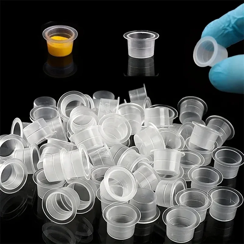 

MICEYA 100pcs Disposable Tattoo Ink Cups Plastic Pigment Clear Holder Container Caps Tattoo Permanent Makeup Microblading Supply