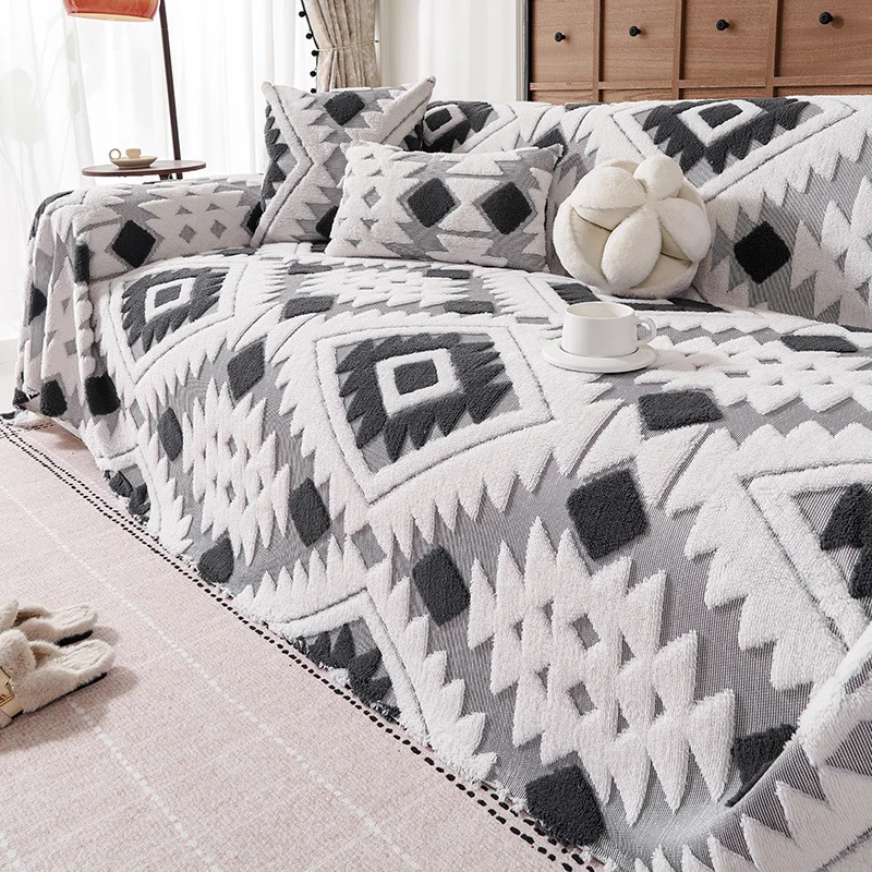 

Shu cotton lint bohemian style skin-friendly high gram weight sofa towel a whole sofa blanket cover
