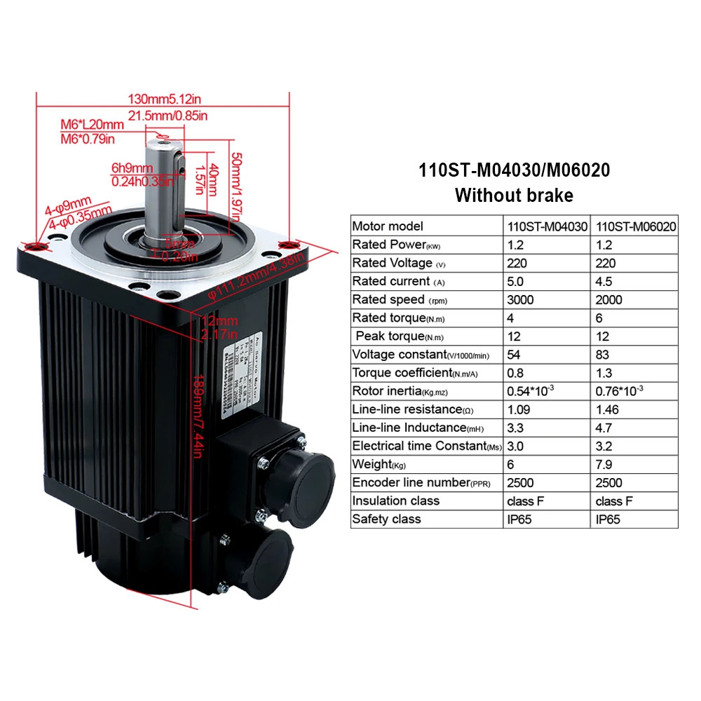HLTNC 110ST-M04030 M06020 1.2KW 220V AC Servo Motor Kit 3000Rpm 4N 6N Engine With T3DF RS485 Driver For CNC Engraver Router