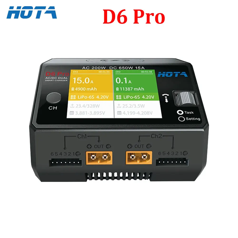 

HOTA D6 Pro AC 200 Вт DC 2x325 Вт/15a канал умное зарядное устройство разрядник Lipo зарядное устройство для радиоуправляемого дрона запасные части