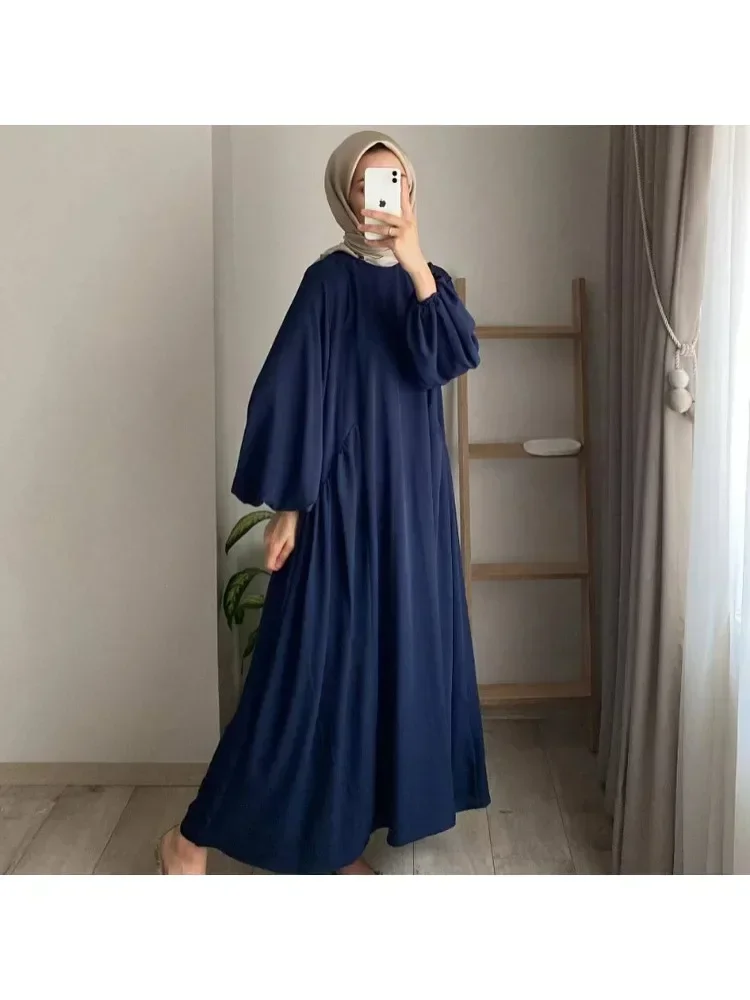 

Fashion New Muslim Dress Woman Summer Dress Long Sleeve -neck Loose Long Dresses Ramadan Jellabiya Clothing