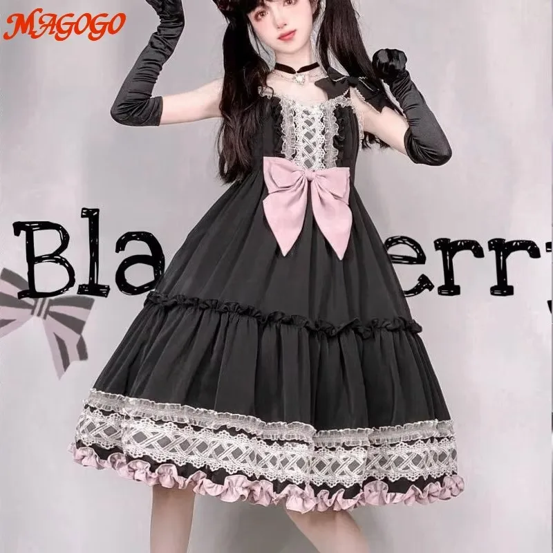 MAGOGO Lolita Dress Women Blackberry Cake Original Cool Sweet Daily Hot Girl Fried Street Dark Line Thin Explosive Mini Dress