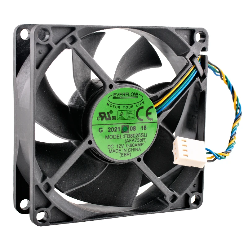 FB8025SU (AFA73bR) 8cm 80mm cooling fan 80x80x25mm DC12V 0.60A 4PIN 4500rpm High speed cooling fan for server chassis CPU