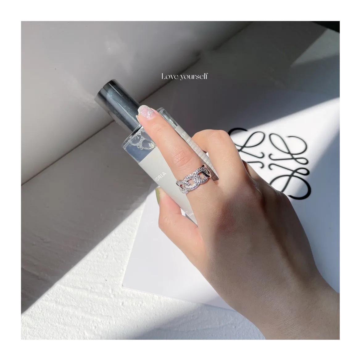 2022 Korean Wave Summer New Jung Kook JK Same Style Geometry Ring Chain  INS Trend KPOP Accessories Women\'s Jewelry Gifts