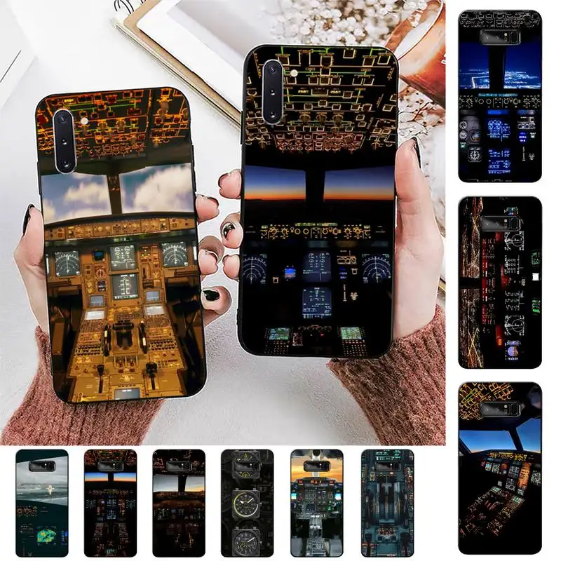 FHNBLJ Aviation Aeroplane Pilot Cockpit Phone Case for Samsung Note 5 7 8 9 10 20 pro plus lite ultra A21 12 72