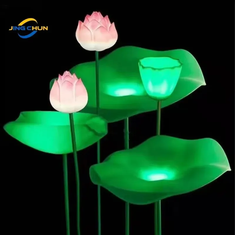 IP65 LED Landscape Lighting Lifelike Lotus Root Triangular Pattern Decorative Float Light for Garden Pond Water Feature