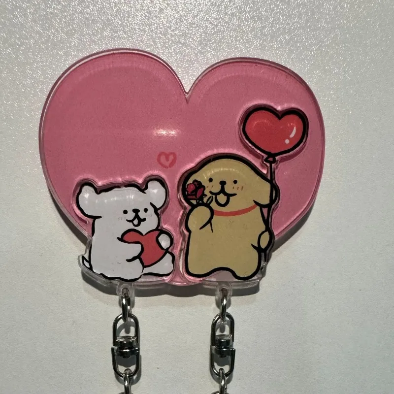 Creativity Cartoon Line Dog Acrylic Keychain for Couple Bag Pendants Cute Doggy Charms Fashion Couples Keyring Accessories Gifts