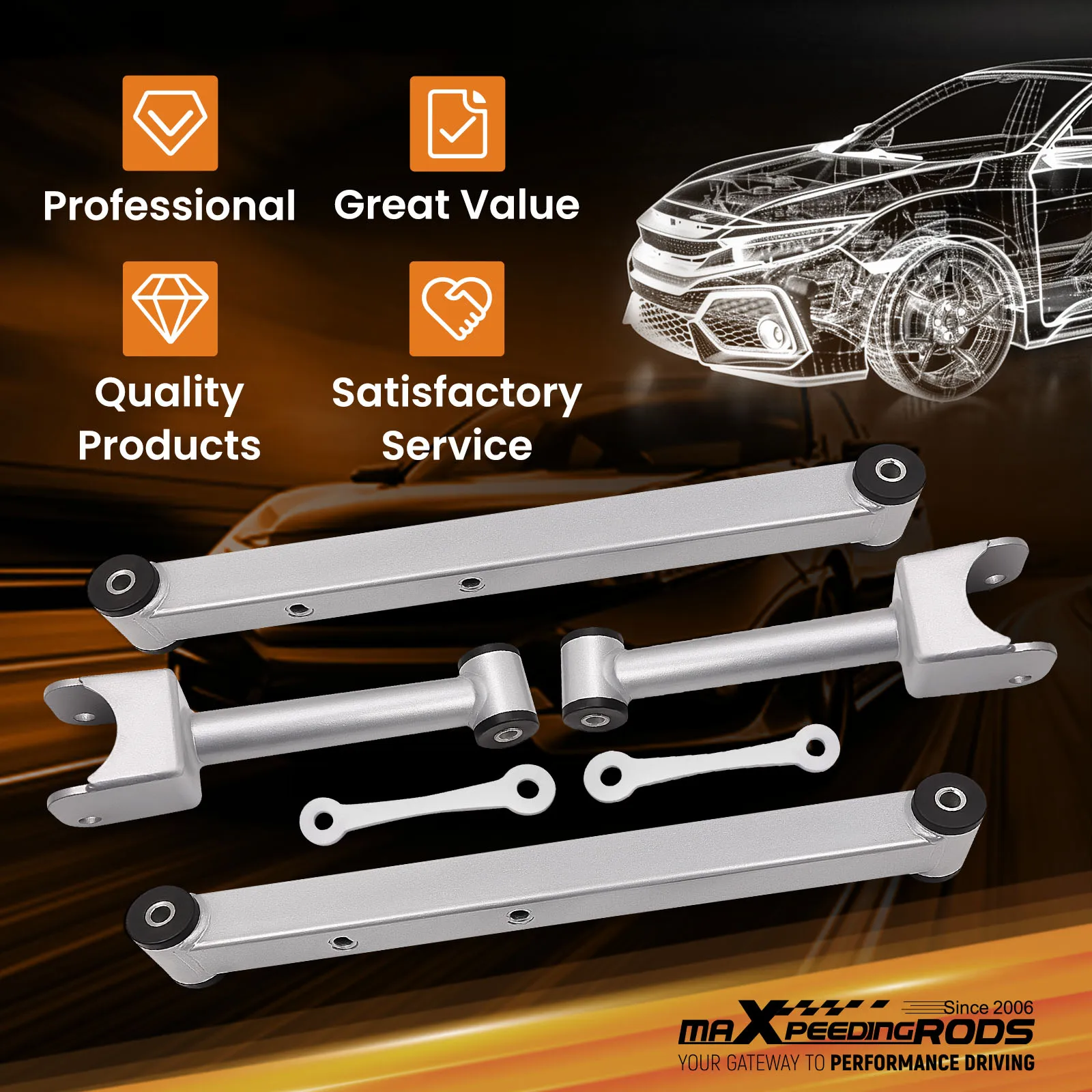 4-Piece Control Arms Kit for Chevrolet Caprice 78 - 1996 Left & Right Rear Lower & Upper Brand New Set