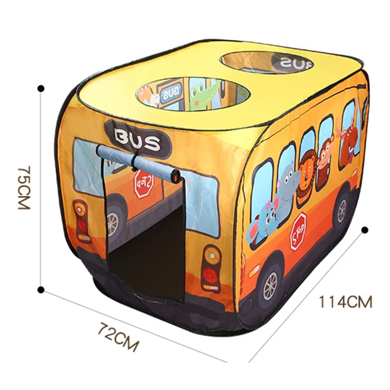 어린이 자동차 텐트 하우스 소방차 실내 및 실외 게임 하우스, 선루프 장난감, 접이식 볼 풀 하우스, 동물 버스 패턴