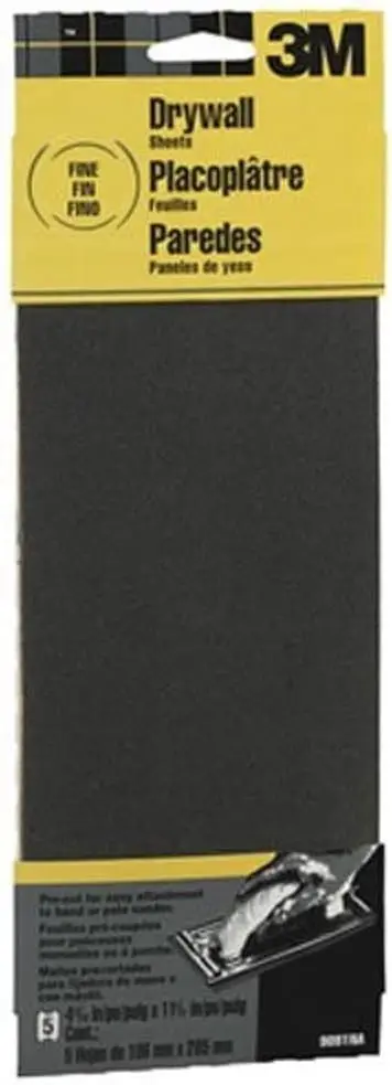 

Fine Grit Drywall Sanding Sheets, 4.1875x11.25 Inches, 5-Sheet Pack for Smooth Finishing