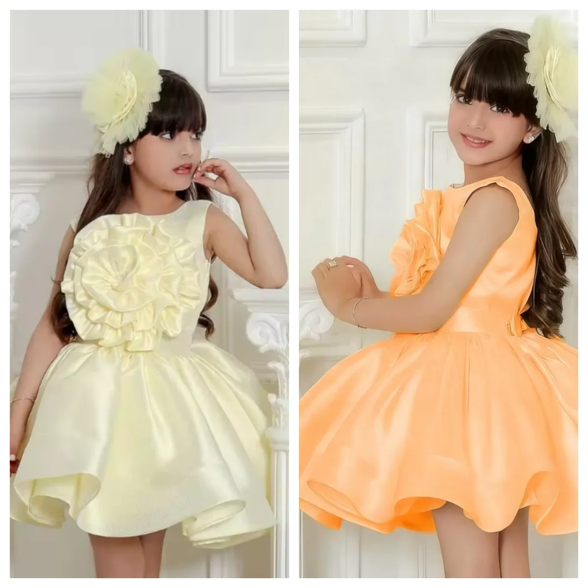 

Детское платье с 3D цветочным принтом для девочек, платье без рукавов длиной до колена для детской фотосессии, свадебное платье для первого причастия для девочек