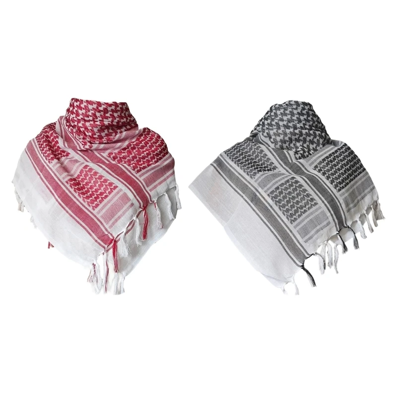 

Multipurpose Arab Desert Scarf Unisex Tassels Headscarf Women Men Casual Shmagh Neckerchief for Daily Outfit Outdoor Activity