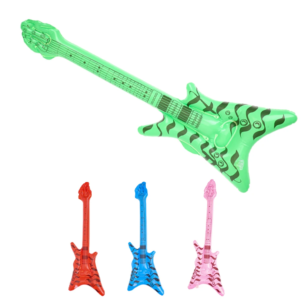 

4pcs Inflatable Rock Instrument Toy Guitar Prop Guitar Music Themed Party Decorations Festive Supplies Balloon Unique Retro 80S