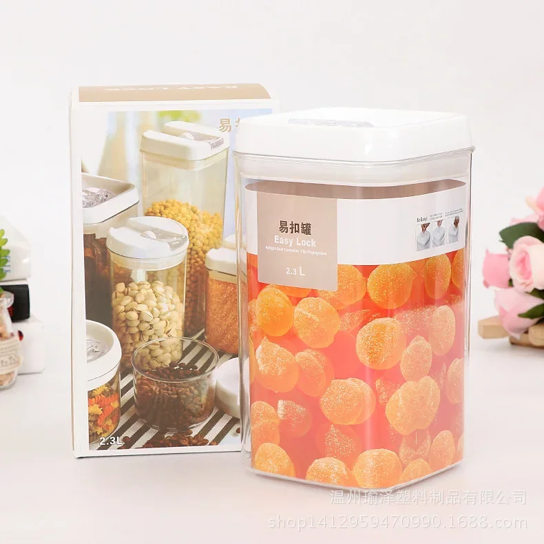 Plastic Food Storage Box Snacks Dried Fruits Multigrain Storage Jars CapacityTanks Kitchen Containers Transparent Sealed Cans