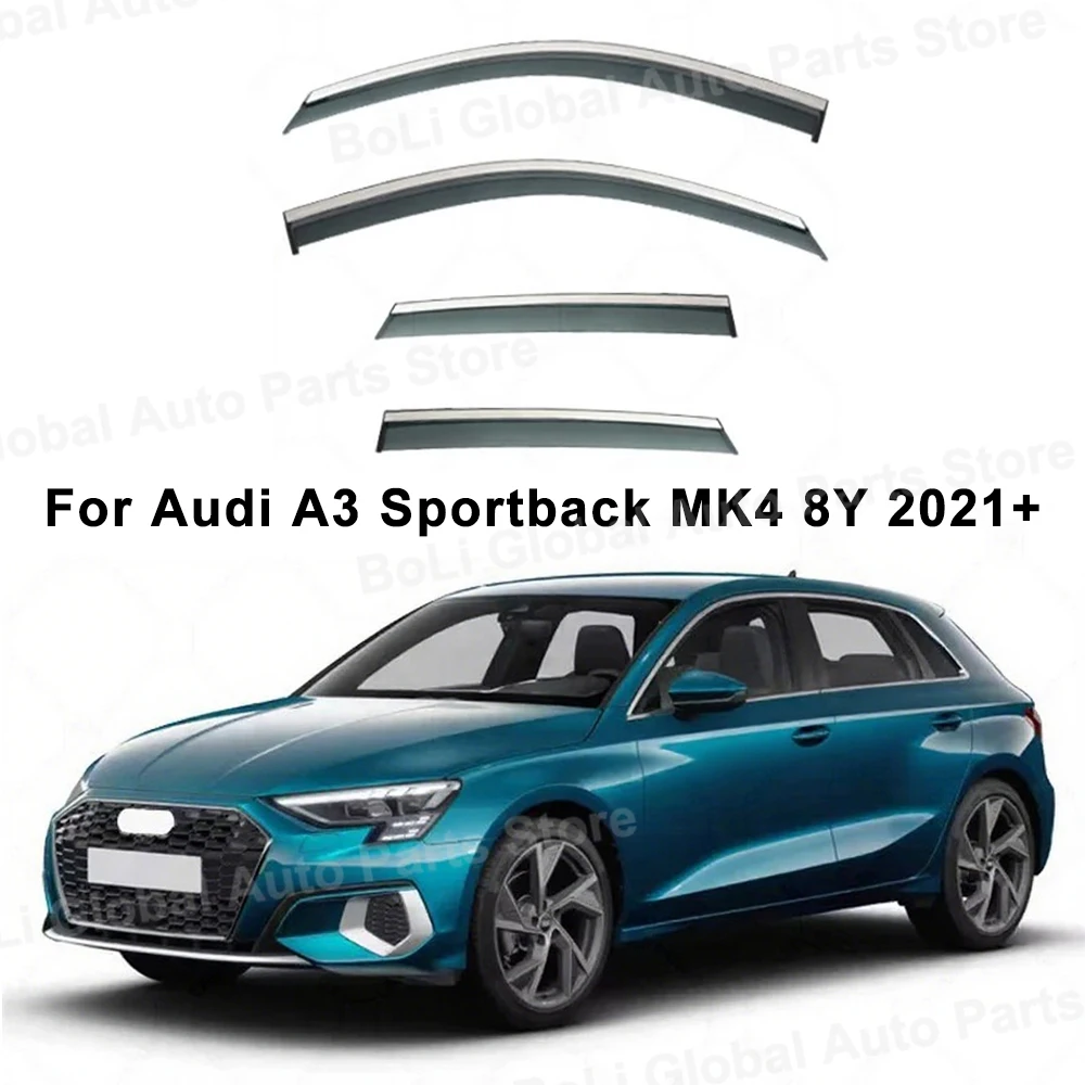Para Audi A3 Sportback MK4 8Y 2021 + Hatchback visera de ventana de coche visera de puerta deflectores de viento viseras protector contra la lluvia visera