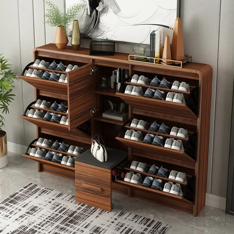 Wholesale Luxury Modern Recycled Pine Wooden Shoe Cabinet for Entryways Shoe Rack Cabinet Furniture