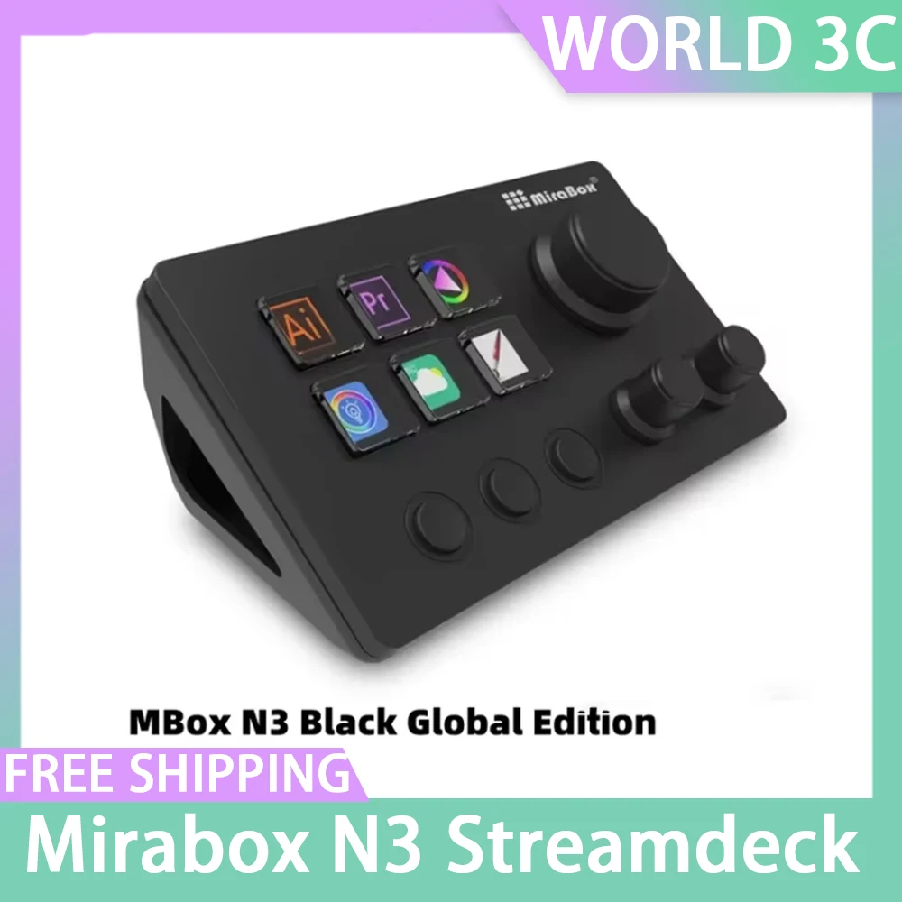 

Mirabox N3 Streamdeck Keypad Screen Knob Customization Macro Mini Keyboard Visual Desktop Console For Desktop Computer Gifts