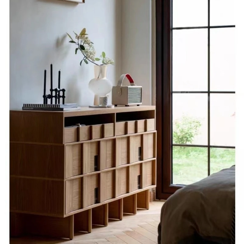 

Nordic Solid Wood Black Walnut Simple Modern Bedroom Storage Locker Living Room Drawer Side Cabinet