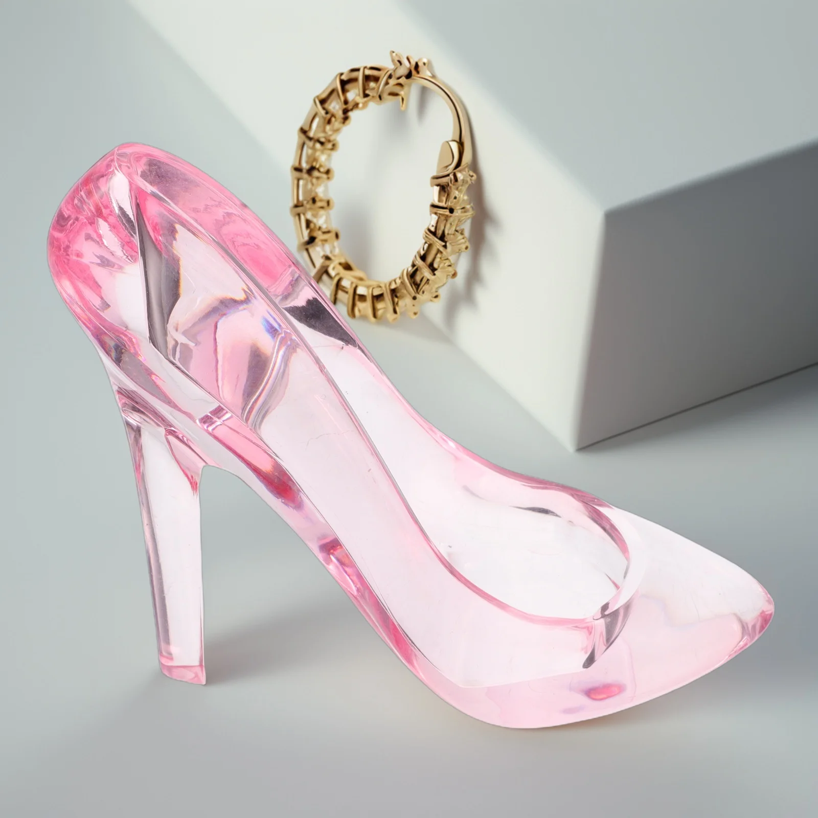 

Crystal Slipper Jewelry Box Clear High Heel Case Countertop Holder Storage Display Accessory Decorative Organizer